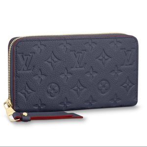 Louis Vuitton Zippy Wallet Navy Red Rose Poudre